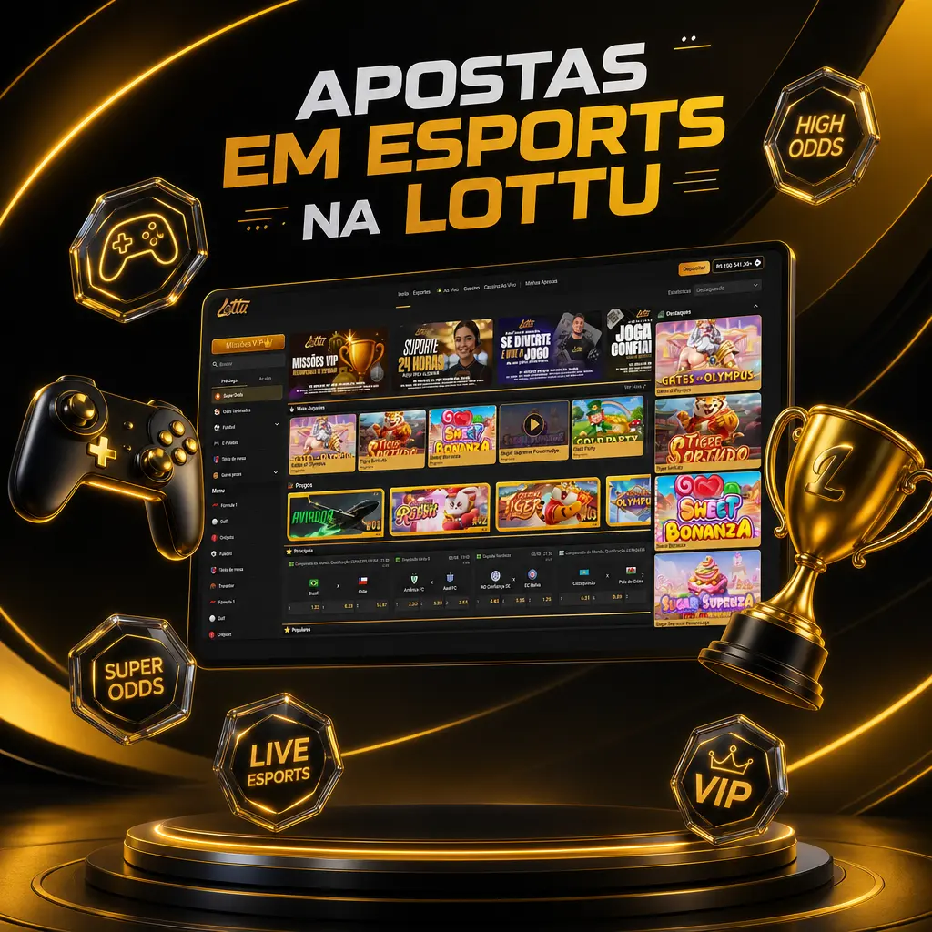 Apostas em esports na Lottu: mercados para LoL, CS2, Dota 2, Valorant e Free Fire com odds atualizadas ao vivo.