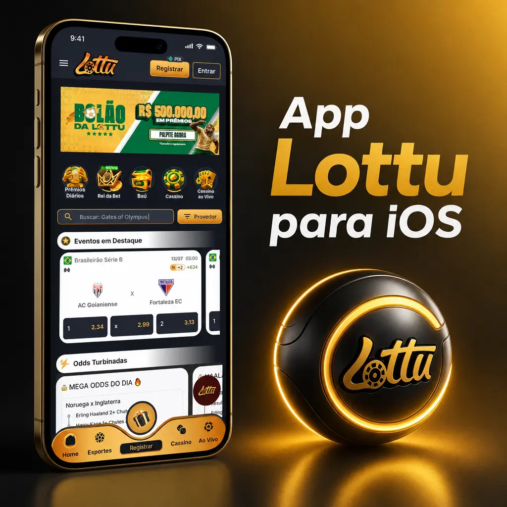App Lottu para iOS: interface otimizada com tela Retina para odds, saldos e jogos de cassino nítidos.