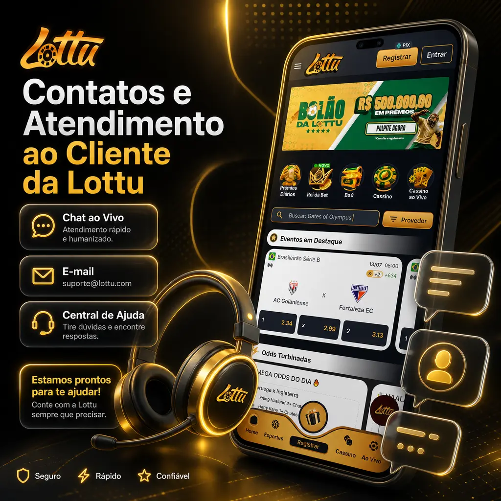 Canais de atendimento da Lottu no Brasil: chat online, e-mail, WhatsApp e Telegram, disponíveis 24 horas por dia