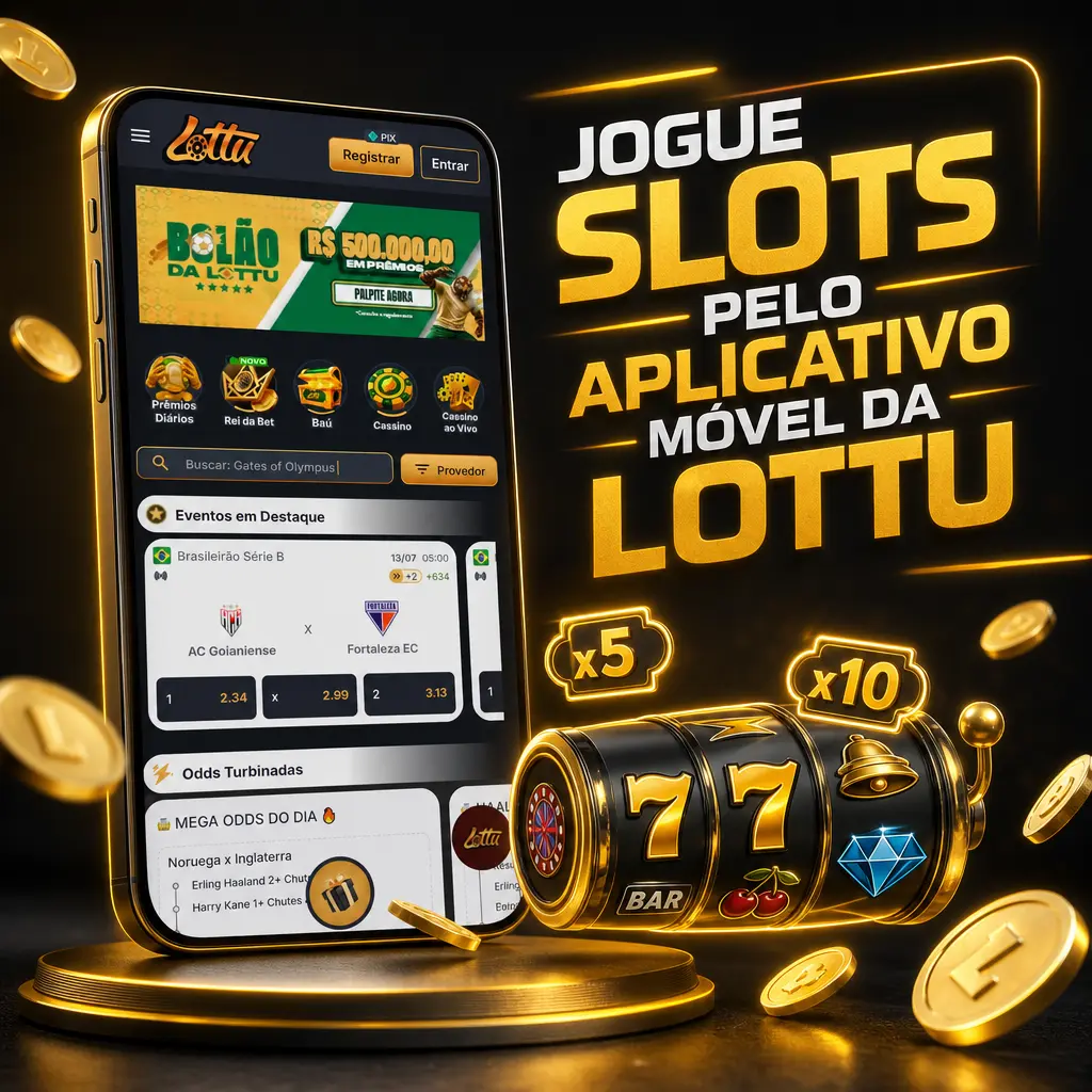 Aplicativo móvel PWA da Lottu para jogar slots direto no navegador, com acesso rápido ao lobby de cassino.