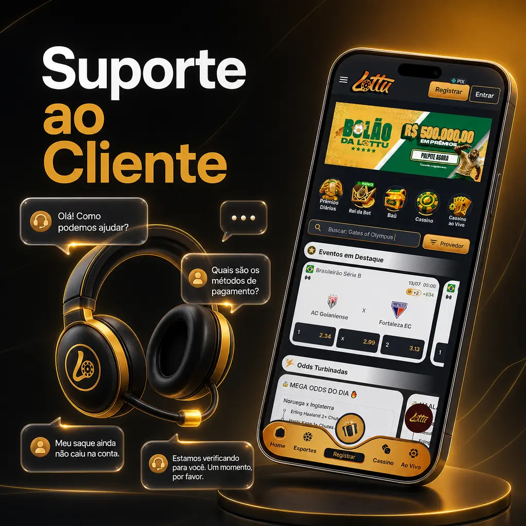Equipe de suporte da Lottu auxiliando clientes com dúvidas sobre depósito, saque e verificação de conta.