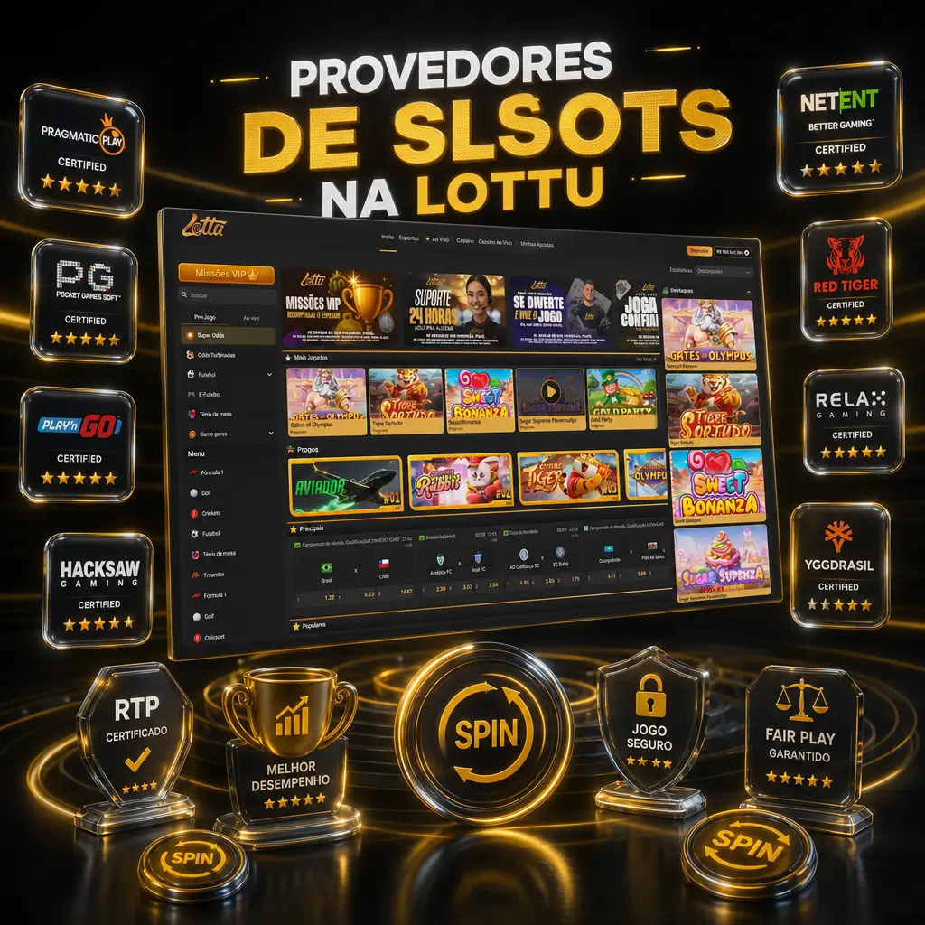 Provedores de slots na Lottu: Pragmatic Play, PG Soft, Play'n GO, Hacksaw, Nolimit City, Red Tiger e Big Time Gaming.