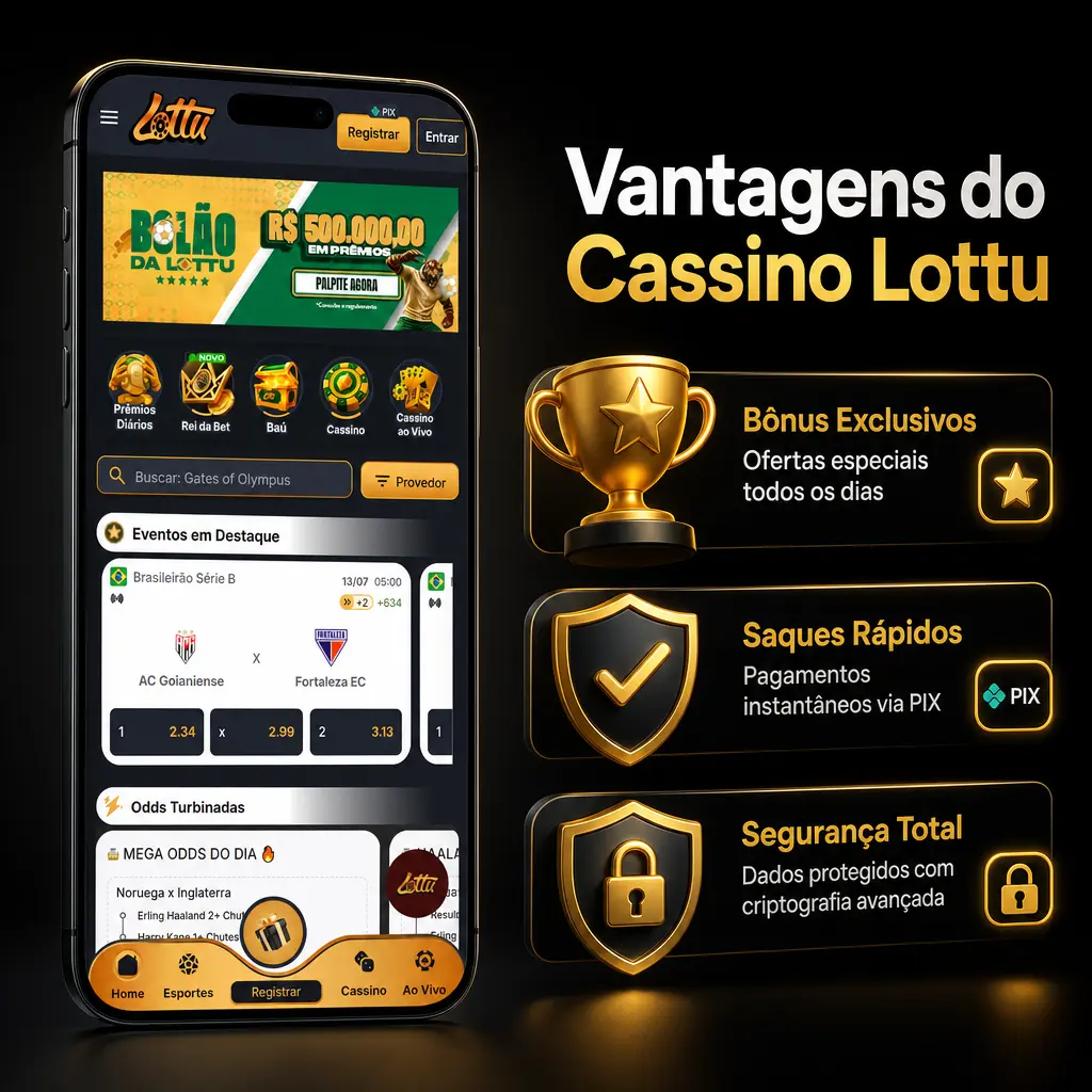 Vantagens do Cassino Lottu: licença de Curaçao, saques via PIX, suporte 24h e mais de 3 mil jogos disponíveis